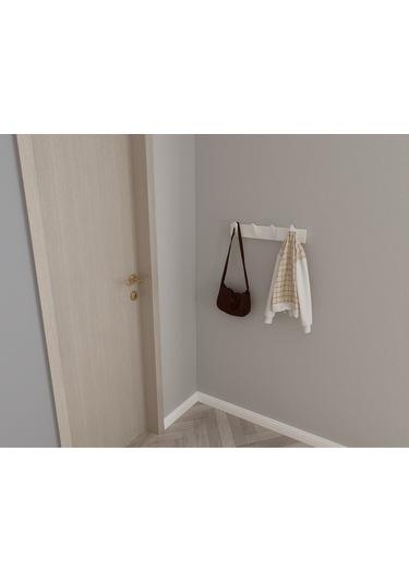 Hepsi3boyutlu Modern Duvar & Kapı Kanca Askılık - 4 Adet Beyaz Kanca Askılık - Model No : 5 Beyaz