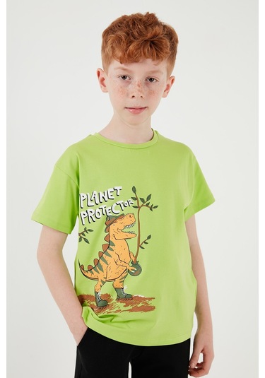 Lela Pamuklu Regular Fit Bisiklet Yaka Şortlu Alt-Üst Erkek Çocuk Takım 6212009 Fistik