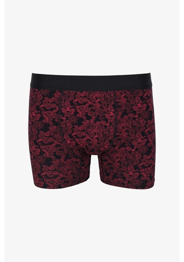 Erkek Tekli Desenli Pamuklu Boxer 9175 Siyah - Turuncu