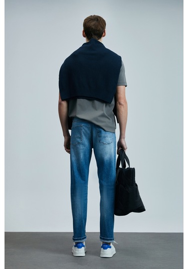 Lufian Franz Smart Jean Erkek Pantolon Slim Fit Mavi Mavi 111200196100300 Mavi