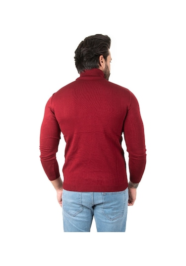 Deepsea Bordo Balıkçı Yaka Bordo Düz Kazak 2002292 Bordo