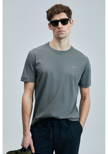 Lufian Bran Modern Grafik T- Shirt Koyu Yeşil Koyu Yeşil 111020262100610 Koyu Yeşil