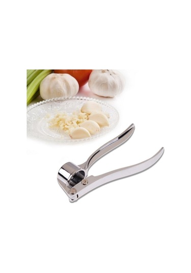 Paslanmaz Çelik Sarımsak Ezici Pratik Sarımsak Ezeceği- Metal Sarımsak Ezeceği Gri