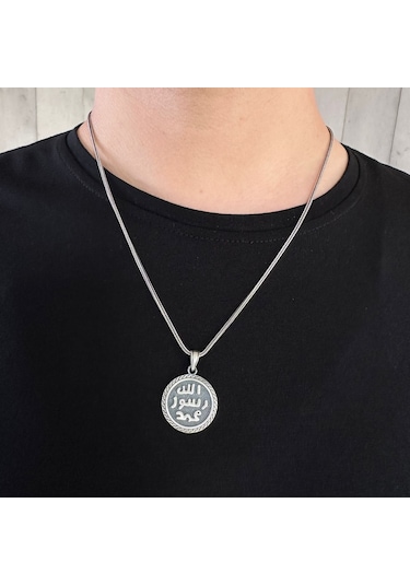 Takılingo 925 Ayar Gümüş Mührü Şerif Motifli Usta İşi Erkek Kolye Gümüş
