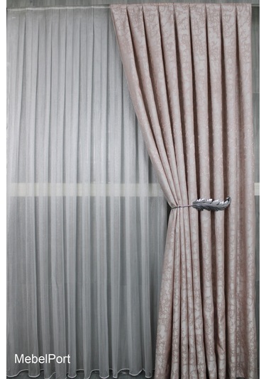 Jakar Fonluk Sahil Desen 1/3 Sıklık Korniş İçin Tek Kanat Pembe