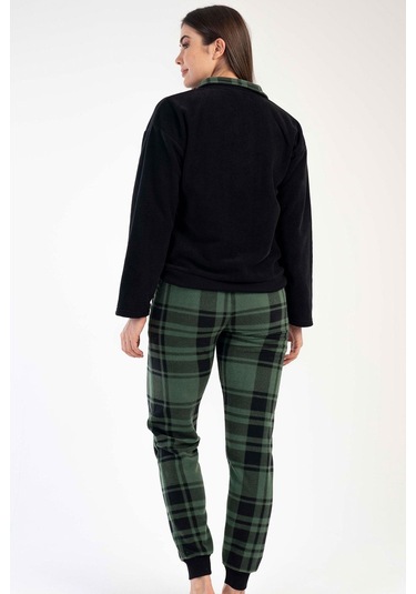 Kadın Uzun Kol Polar Siyah Pijama Takımı C3t0n3o020 001