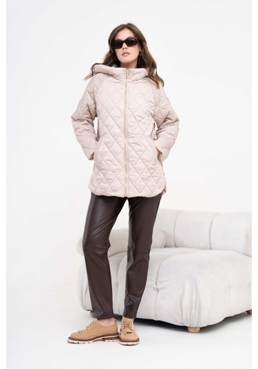 FTZ Women Ftz Kadın Kapitone Kaban Beige 30966 Beige Bej