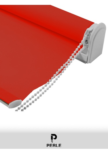 Br Perle Kırmızı Renk Düz Mekanize Stor Perde Yüksek Kalite Metropol Serisi Kırmızı
