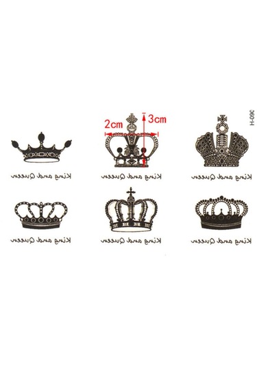 Geçici Dövme King Queen Crown Kral Tacı Taç Ufak Vücut Dövmesi Tattoo