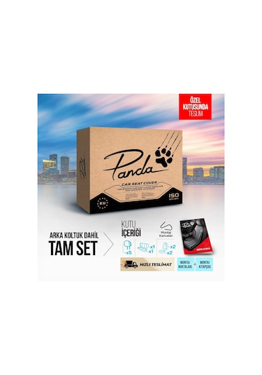Panda Atlanta Serisi Keten Kumaş Oto Koltuk Kılıfı   - Tam Set