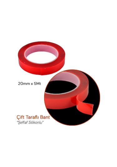 Carpi 20 Mm x 5 Mt Çift Taraflı Silikonlu Bant Şeffaf Br6570175