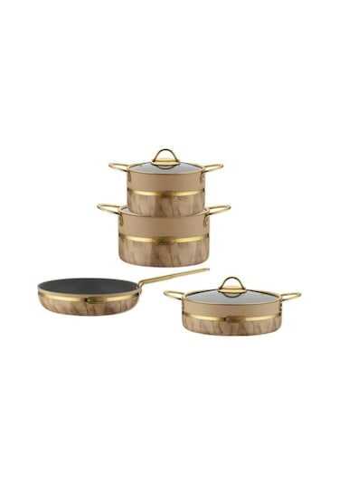 Brioni Selection Slk - 11101 7 Parça Granit Tencere Seti Krem