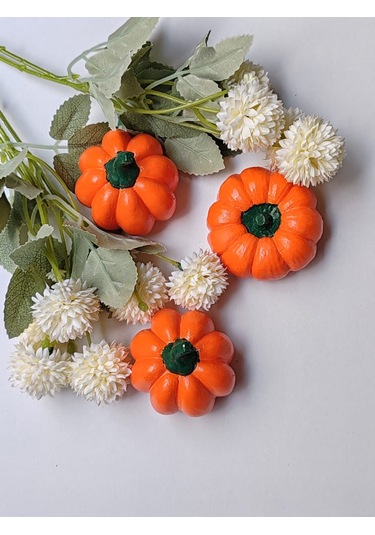 Dekoratif Balkabağı 3'lü Set, Turuncu El Yapımı, Ev Dekoru, Masa Dekoru, Obje, Biblo