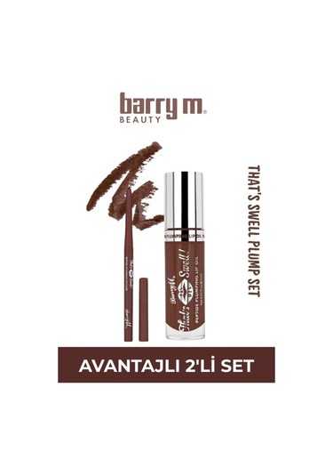 Barry M That's Swell Peptide Dudak Lip Gloss Set Lip Liner Ve Lip Gloss Hazelnut Haze Saf Ve Doğal Kahverengi