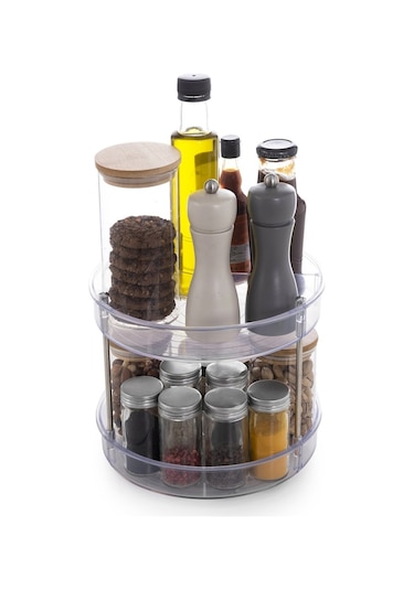 Primanova Elpida İki Katlı Şeffaf Döner Raf Baharat Stand