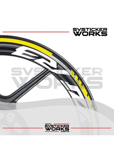 Yamaha Yzf-r3 Yazılı Jant Sticker Dış Ve İç Set Sticker Jant Şeridi Sarı