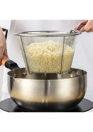 Skycity 16 Cm Çelik Kızartma Sepeti - Sebze Meyve Süzme Ve Kızartma Filtresi Gümüş