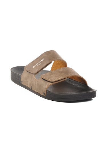 Vizon Cırtlı Büyük Numara Erkek Terlik Pc-7039 M Vizon