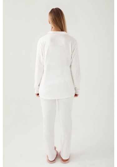 Pierre Cardin 7717 Gömlek Model Kadın Pijama Takım Krem