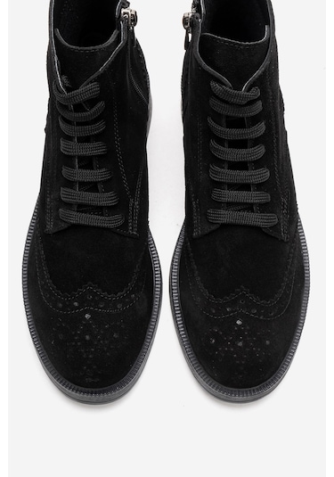 Luvishoes Nelvy Siyah Süet Hakiki Deri Kadın Bot Siyah