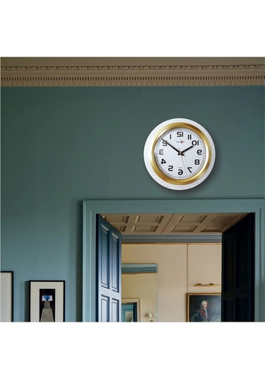 Ters Çalışan Okunan Çatlak Beyaz Çerçeve Bombe Camlı Duvar Saati Beyaz