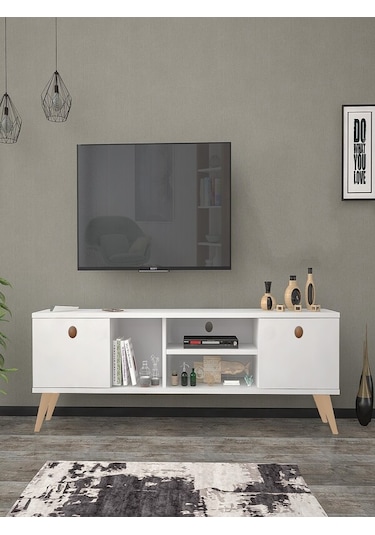 Mbes Mobilya Esin Beyaz 160 Cm Tv Ünitesi (Stoktan Hızlı Kargo)
