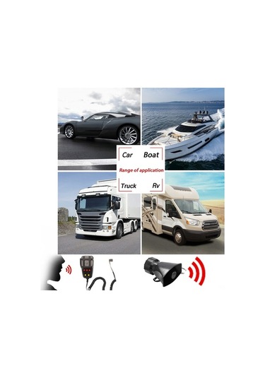 Fortunelane 12v 80w Araba Sireni Hoparlörü, 7 Farklı Ses, Konuşma Mikrofonu, 200db, Siyah Plastik