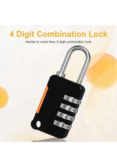 2 Adet 4 Haneli Sayı Kombinasyonlu Kilit Dış Mekan Su Geçirmez Kilit Bavul Bagaj Güvenlik Kodlu Kilit