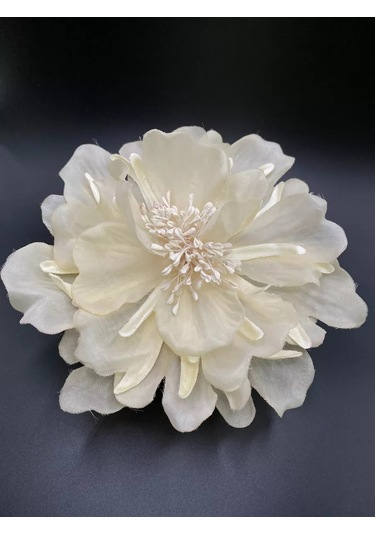 Amely Rid Kumaştan Büyük Çiçek Fiyonk Broş Tokalı 236336079 Bej