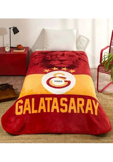 Galatasaray Klasik Aslan Lisanslı Tek Kişilik Battaniye Kırmızı