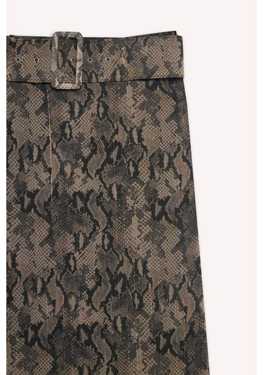 Defacto Regular Fit Desenli Astarlı Şifon Midi Etek G0194ax25aubk81 Siyah