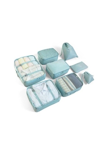 Novahub Lacivert 8 Adet Seyahat Saklama Çantası Büyük Kapasiteli Giysi Ambalaj Organizatör Ev Gezisi İçin Dayanıklı Tuvalet Saklama Çantası Lacivert Lacivert