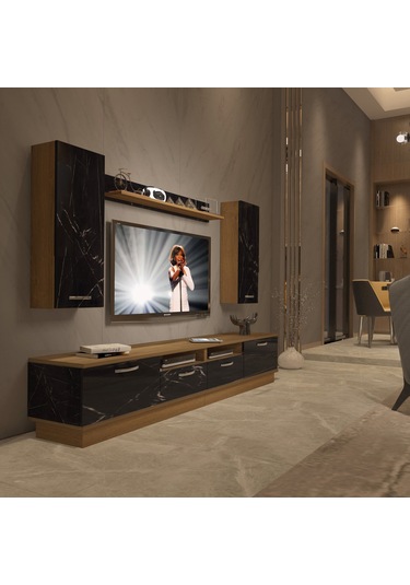 Decoraktiv Trendstyle 5220d Mdf Tv Ünitesi Tv Sehpası Pera - Siyah Mermer