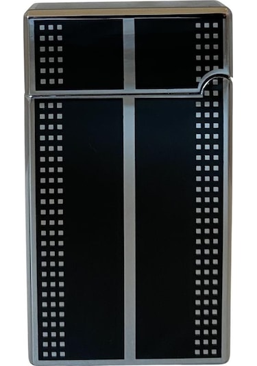 Siyah Gümüş Desenli Tek Torch Pürmüz Puro Çakmağı - Tr6685