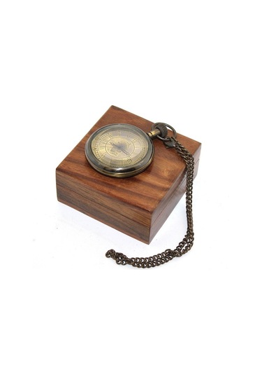 Ahşap Kutulu Pirinç Köstekli Saat 16154