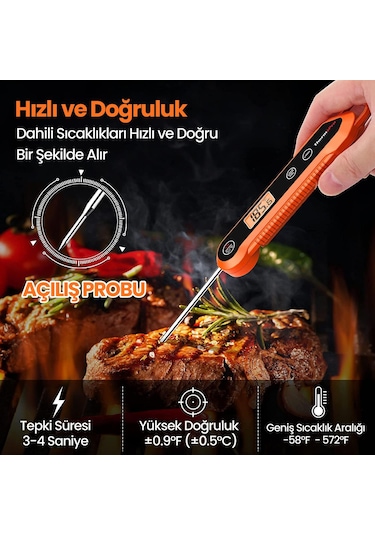 ThermoPro TP03H Su Geçirmez Katlanabilir Hızlı Sonuç Gıda Pişirme Termometresi
