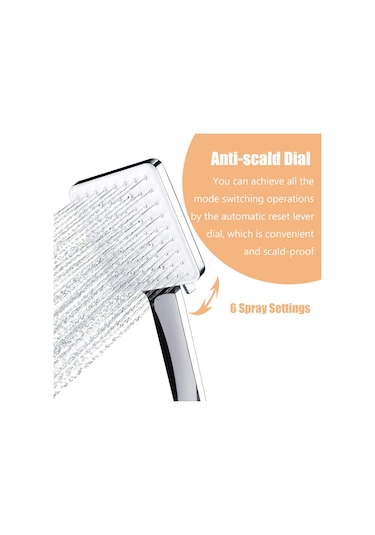 Geeroyoo 1.5 Metre Hortumlu 6 Fonksiyonlu El Tipi Duş Sistemi - Şişirme, Masaj Ve Buhar Modları İle Chrome Kaplama Gümüş