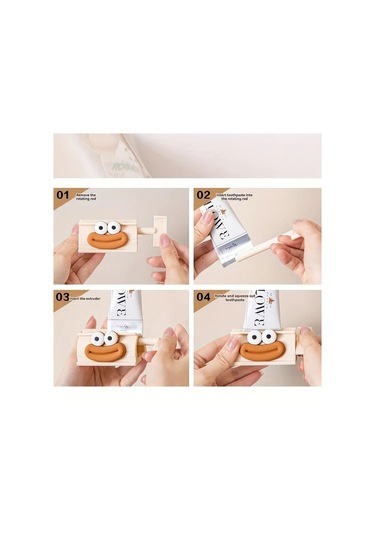 Elmpaly Kırmızı Renk Sevimli Ağız Tasarımı Manuel Diş Macunu Dağıtıcı Kolay Kullanım Banyo Aksesuarı 1