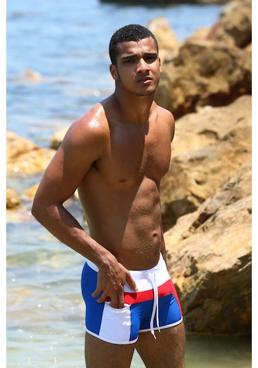Angelsin Çok Renkli Likralı Erkek Deniz Şortu Çok Renkli