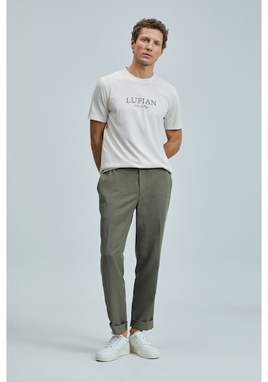Lufian 111020238 Love Modern Grafik T- Shirt Erkek Tişort Ekru