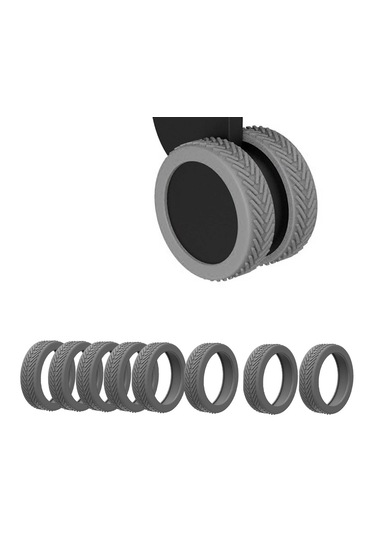 Suntek 8 Adet Bagaj Bavul Tekerlekleri Yumuşak Açık Tekeri Gri