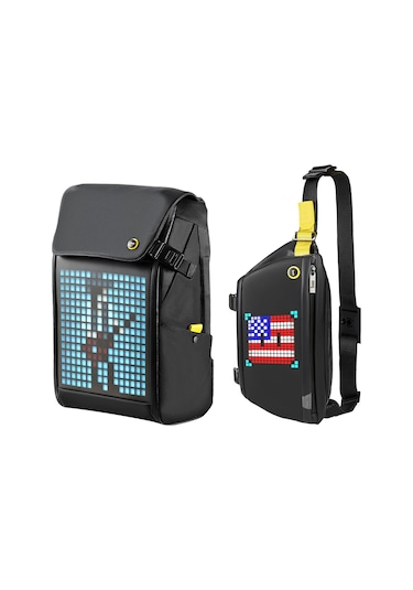 Divoom Pixoo Backpack-m Ve Slingbag Led Çanta Seti Siyah