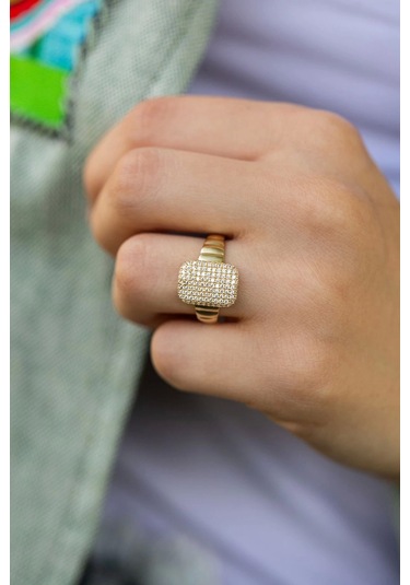 Çgk Kuyumculuk Taşlı Baget Tarzı Altın Yüzük Gold