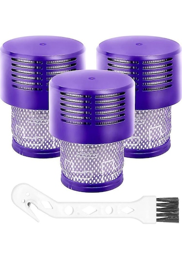 Geeroyoo V10 Sv12 Uyumlu Yedek Hepa Filtresi - Yüksek Emme Gücü, Yıkama Ve Tekrarlı Kullanım, Temizleme Fırçasıyla 3 Adet