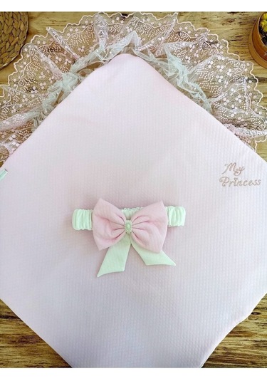 Unisex Bebek Kundağı & Battaniyesi - Ekru & Dantelli Hastane Çıkışı & Mevlütlük - %100 Pamuklu Pembe