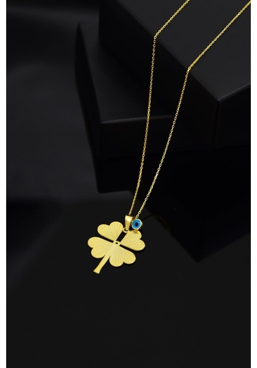 925 Ayar Gümüş Altın Kaplama Nazar Gözlü Kalp Ağaç Kolye