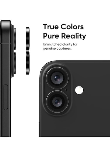 Apple Uyumlu iPhone 16 / 16 Plus Kamera Lens Koruyucu Siyah