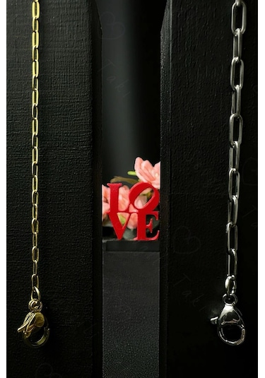 Paperclip Model Gold-silver Çelik Çift Bileklik Seti Love Serisi Çok Renkli