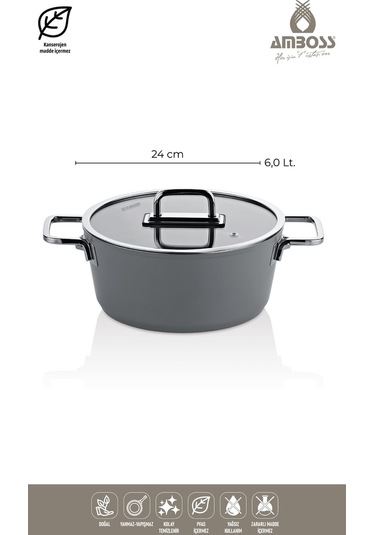 Amboss Sera Nova 7 Parça Seramik Tencere Tava Seti Gri
