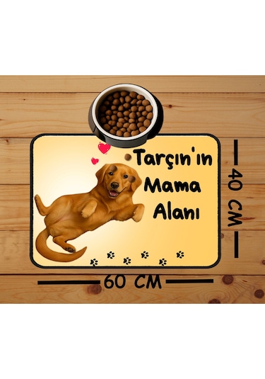 Özel Fotoğraf Ve İsimli Kedi Köpek Mama Paspası Ve Mama Önü Tuvalet Önü Paspas 40x60cm Çok Renkli